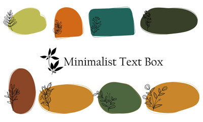 Hand Drawn Minimalist Text box collection. Empty text box, speech bubbles on colorful boho art background with Vector illustration file.