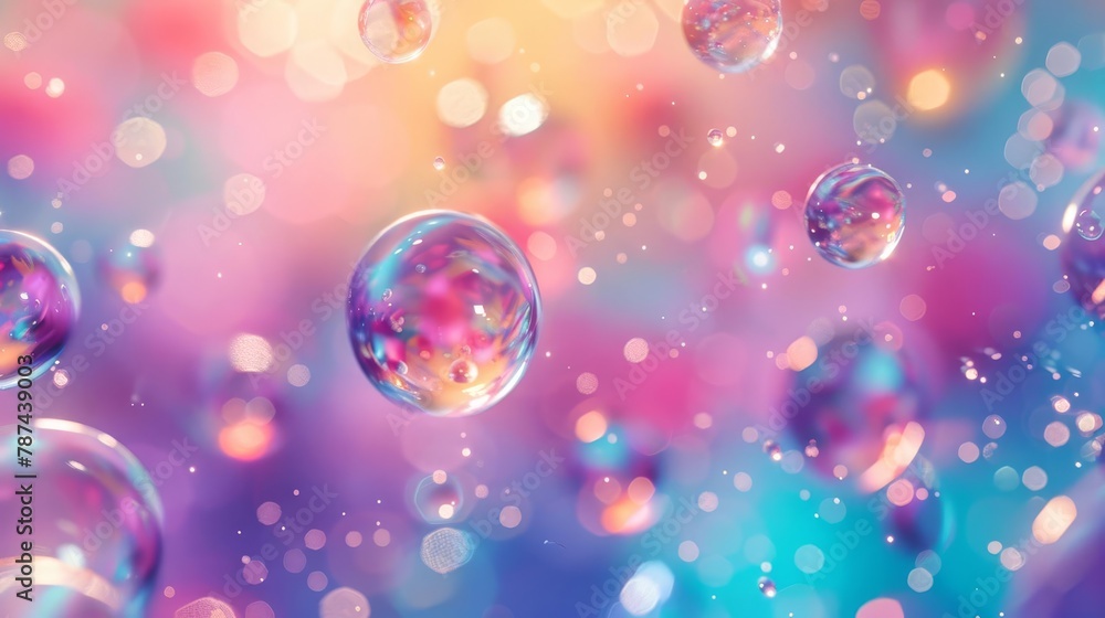 Poster colorful translucent orbs floating in ethereal space abstract 3d spheres composition