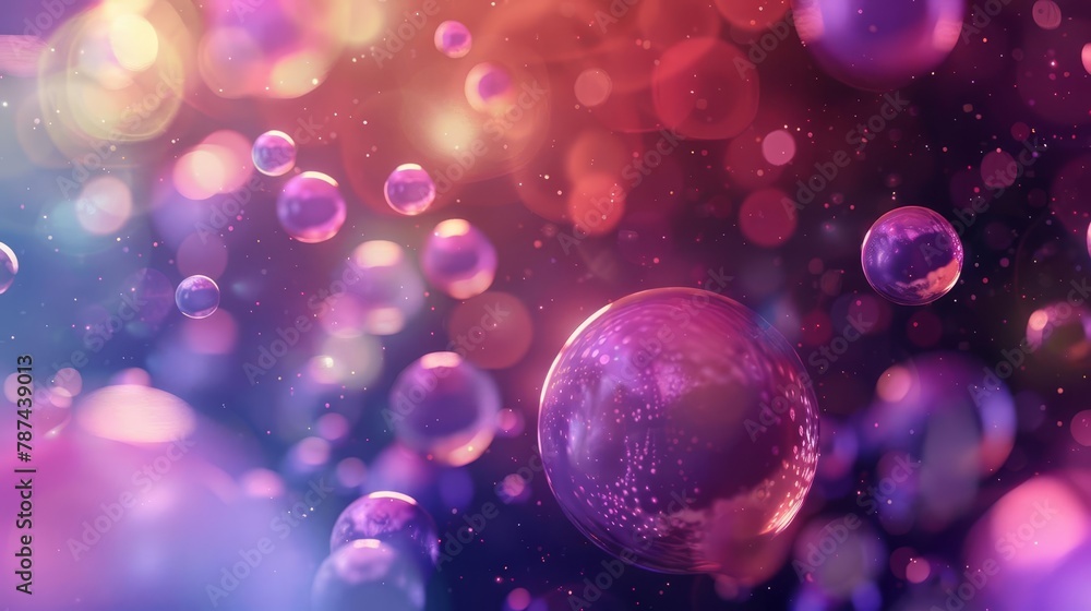 Poster colorful translucent orbs floating in ethereal space abstract 3d spheres composition