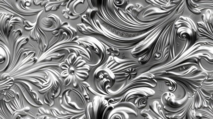 seamless texture of engraved silver with intricate patterns or designs etched onto its surface