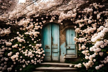 A wall draped in blossoms, a background that breathes life and beauty.