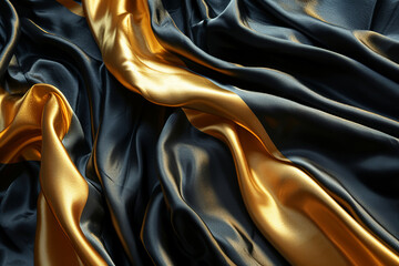 Luxurious golden background with satin drapery. Abstract Modern Business Background wallpaper background golden with black wavy lines