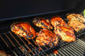 Chicken on the Barbecue with Red Sauce