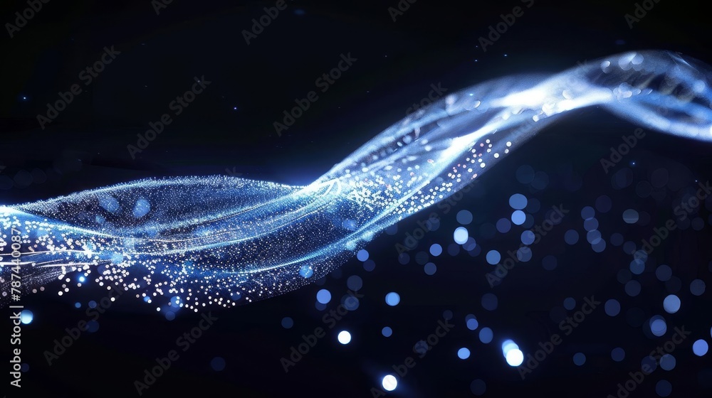 Poster elegant white and blue sparkling light line shiny glowing curve abstract design element isolated on 