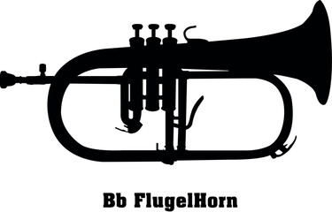 Flugel Horns Vector Musical Instrument Silhouette Set
