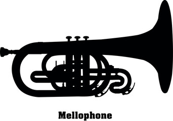 Mellophones Vector Musical Instrument Silhouette Set - obrazy, fototapety, plakaty