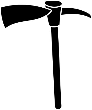 tool illustration miner silhouette mattock logo work icon industry outline dig pick pickaxe heavy rock axe black mine coal shape mineral hardware hand for vector graphic background