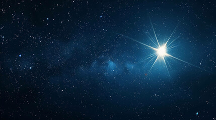 This is a beautiful image of a starry night sky. The bright shining star is the focal point of the...