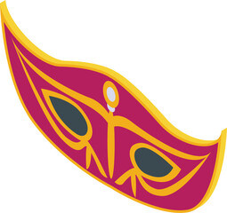 Red golden mask icon isometric vector. Festival party. Costume element
