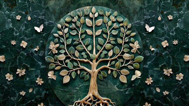 majestic tree of life with lush foliage sacred symbol of growth and prosperity