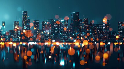 sparkling city skyline at night urban landscape with glowing lights