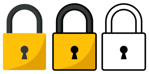 Isolated yellow lock icon with editable stroke for business, security, protection, safeguard, privacy, UI, web, development, mobile, app, password, protection, secret, encryption. Vector icon