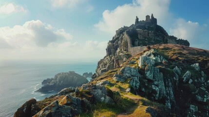 Mount St Michael located in Cornwall - obrazy, fototapety, plakaty