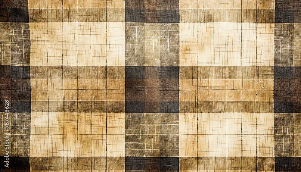 Poster wooden chessboard pattern with symmetrical squares, illustrating the game playfield with a vintage a