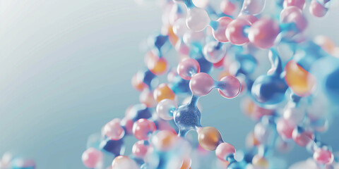 Pink and blue molecular structure in scientific lab. Science concept - obrazy, fototapety, plakaty