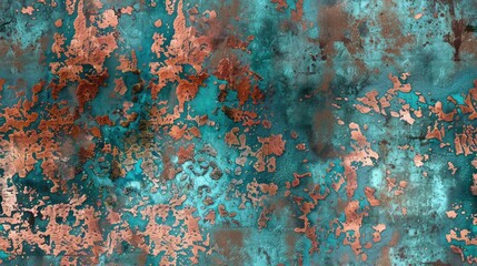 seamless texture of aged copper with a darkened, antique patina and subtle variations in color - obrazy, fototapety, plakaty