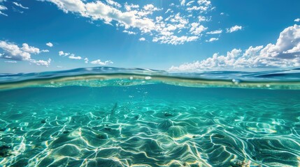 The stunning body of water beneath the clear blue sky - obrazy, fototapety, plakaty