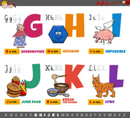 educational cartoon alphabet letters for children from G to L