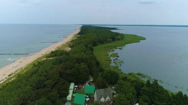 Panorama Baltic Sea Lake Bukowo Dabkowice Krajobraz Aerial View Poland