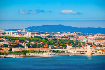 Lisbon city aerial panoramic view, Portugal
