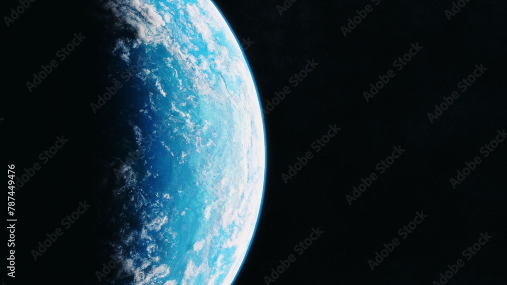 Wall mural blue planet in space. universe and planet. 3d-rendering.