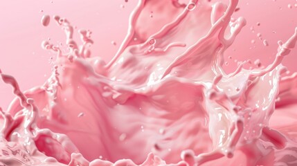 Obraz premium Splash of pink milky liquid similar to smoothie, yogurt or cream