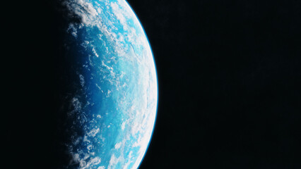 Blue planet in space. Universe and planet. 3D-Rendering.