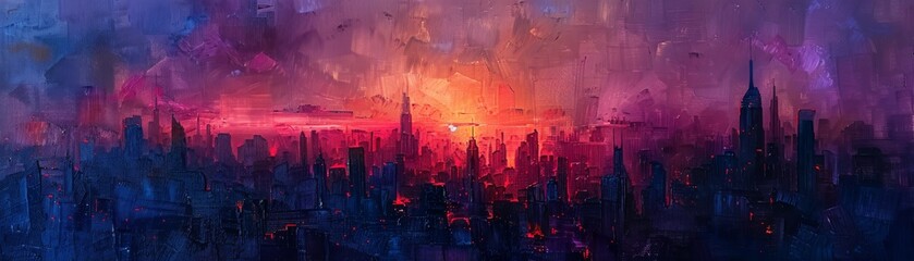 An apocalyptic city bathed in electric pink, azure, and powder blue, captured with Renaissance oil painting finesse. Beauty meets doom in a futuristic world on the brink.