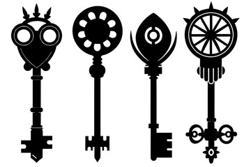Key set vector silhouette