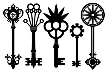 Obraz premium Key set vector silhouette