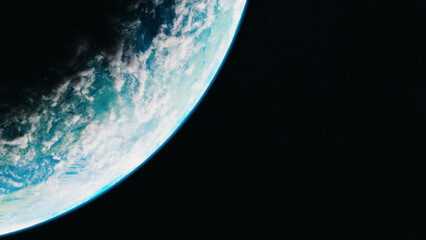 Blue planet in space. Universe and planet. 3D-Rendering.