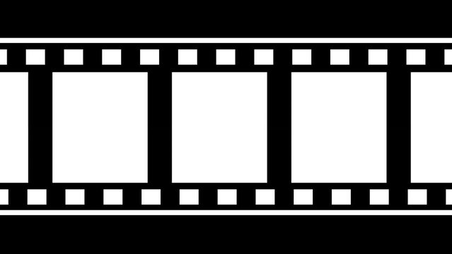 Film Strip Moving on White Background. Camera film loop able animation over a white background.
