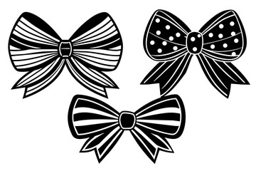 Set of pretty bows vector silhouette 