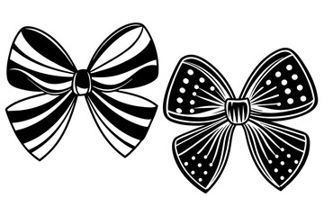 Set of pretty bows vector silhouette 
