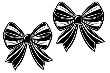 Set of pretty bows vector silhouette 