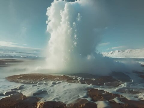 A geyser erupting in Iceland