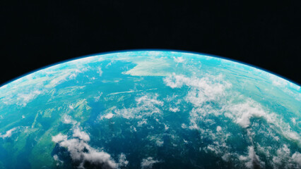 Blue planet in space. Universe and planet. 3D-Rendering.