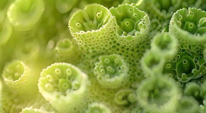 A close-up image of a green coral reef.