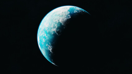 Blue planet in space. Universe and planet. 3D-Rendering.