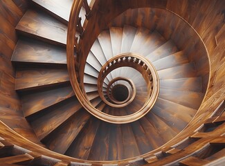 Beautiful spiral wooden staircase