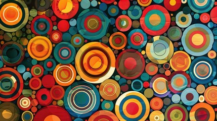Colorful and varied circular pattern on background