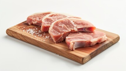 Fresh Raw Pork Chops with Coarse Salt