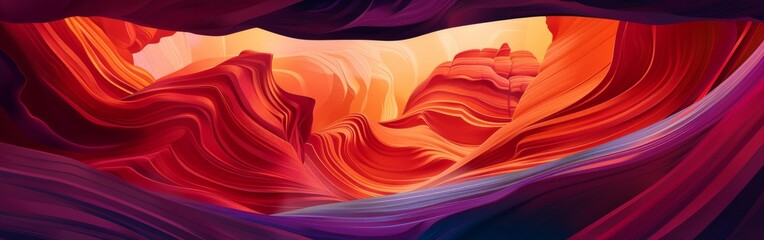A computer generated image of a canyon with a red and orange color scheme - Powered by Adobe