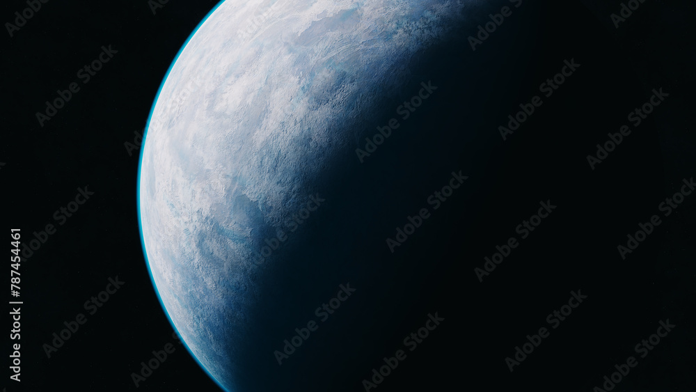 Wall mural grey planet in space. universe and planet. 3d-rendering.