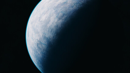 Grey planet in space. Universe and planet. 3D-Rendering.