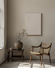 A blank canvas in a minimalist setting, showcasing the elegance of simplicity and neutral tones