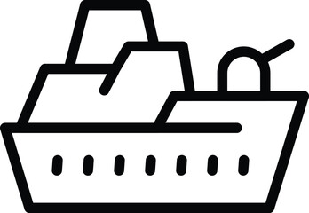 Naklejka premium Military sea vessel icon outline vector. Fighting marine ship. Armed warfare boat