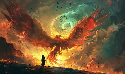  phoenix from hell - obrazy, fototapety, plakaty