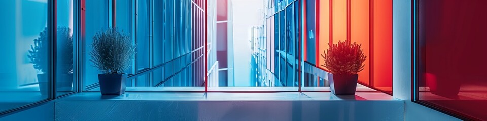 Obraz premium A clean modern corridor in a business or medical facility, emphasizing elegant design and light. Urban Style