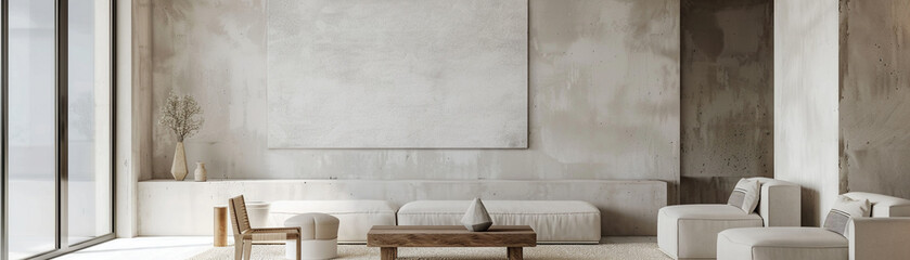 Blank canvas in a minimalist decor, emphasizing elegance and a palette of neutral, soothing colors